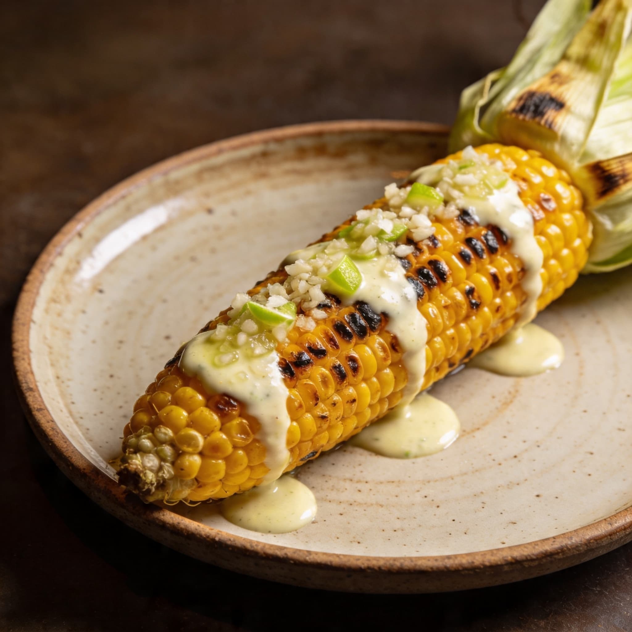 Live-Fire Elote with Garlic-Lime Emulsion