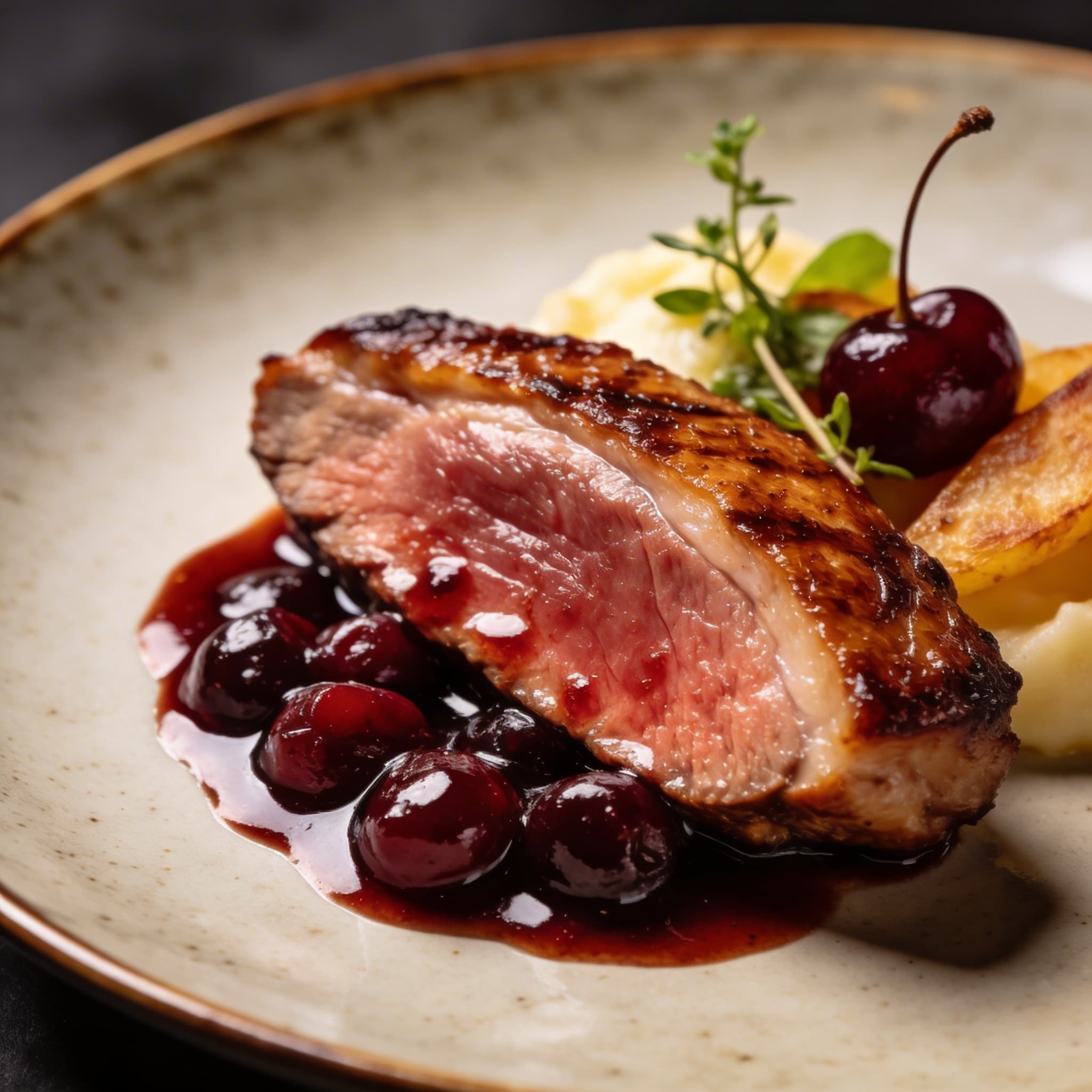 Pan-Seared Duck Breast with Port-Cherry Gastrique
