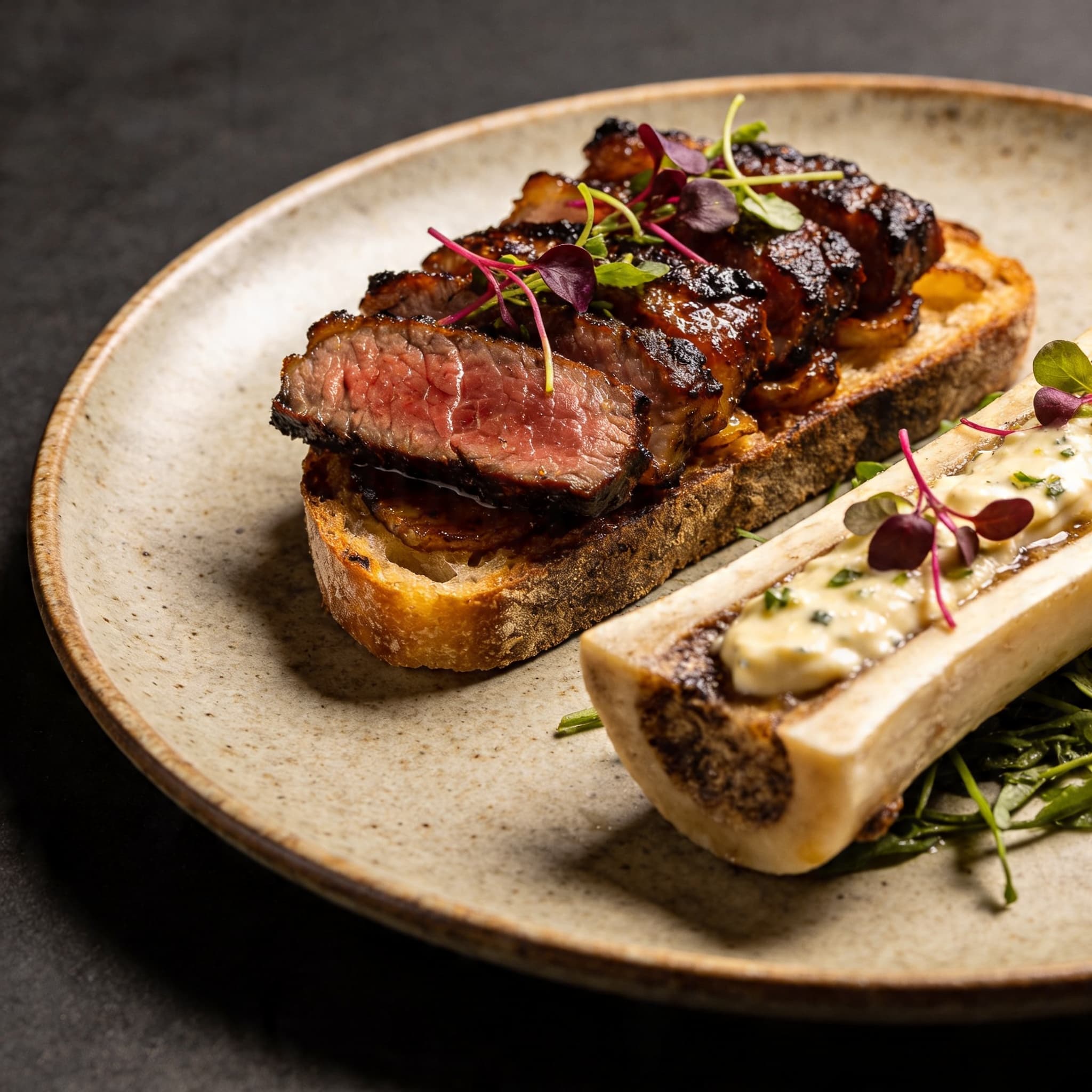Smoked Picanha & Bone Marrow Butter Lunch Tartine