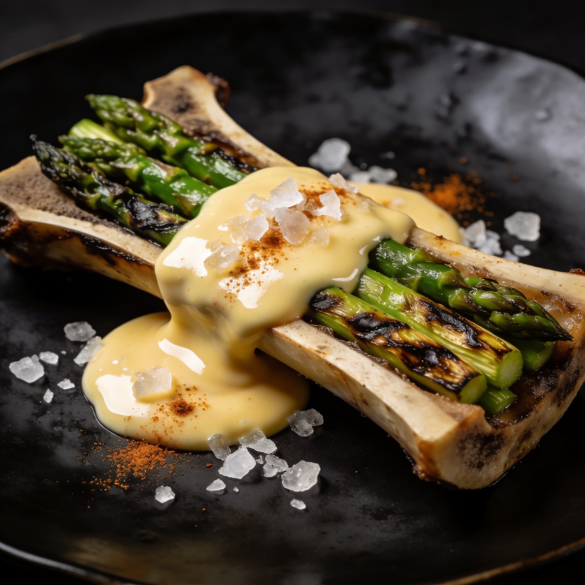 Smoked Marrow Hollandaise & Charred Asparagus