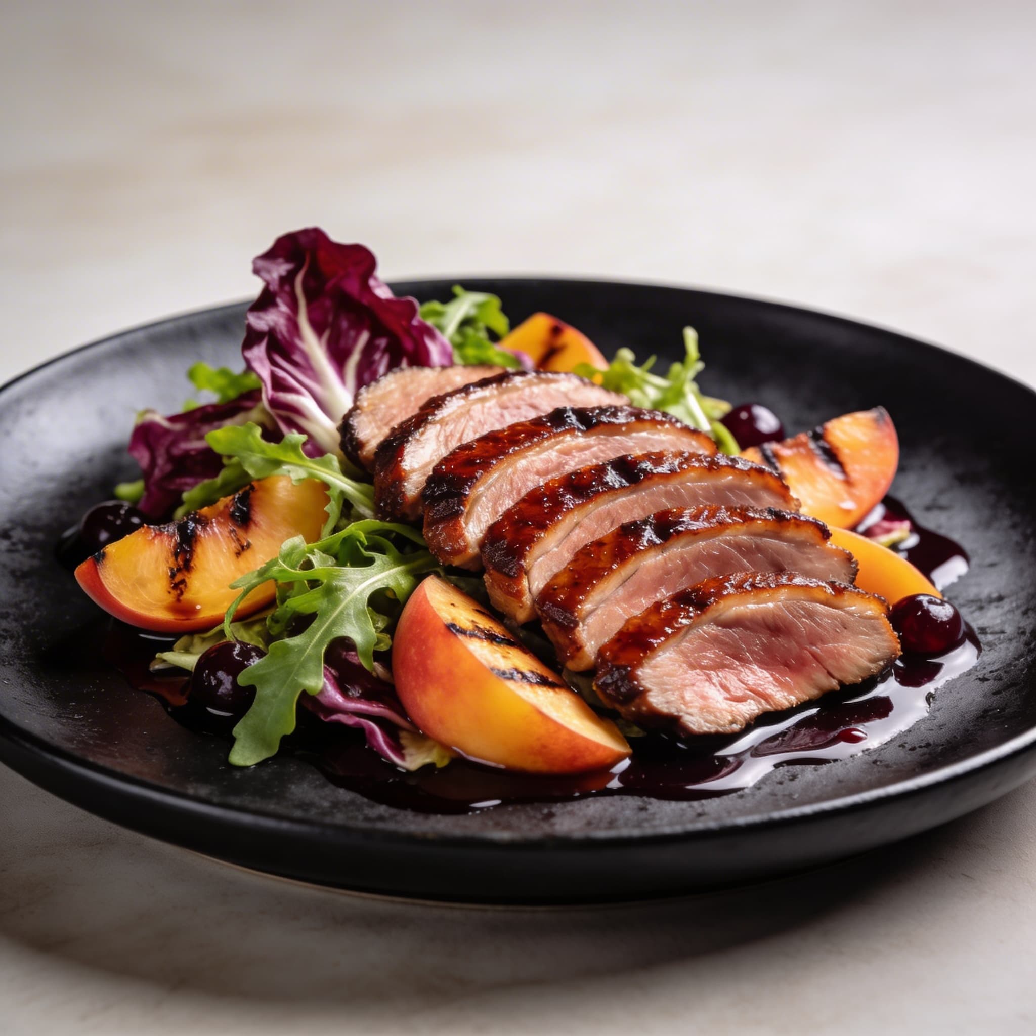 Tea-Smoked Duck & Charred Peach Lunch Salad