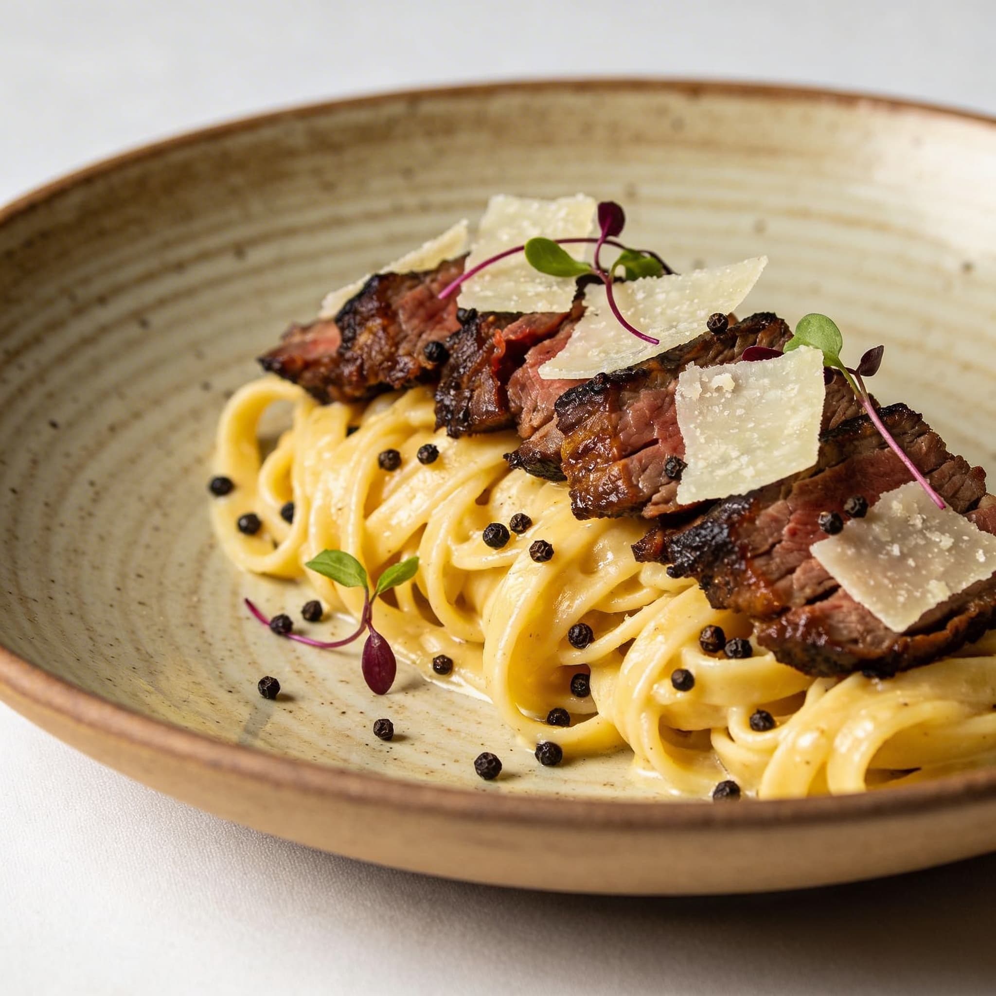 Smoked Brisket Carbonara with Pecorino & Peppercorn