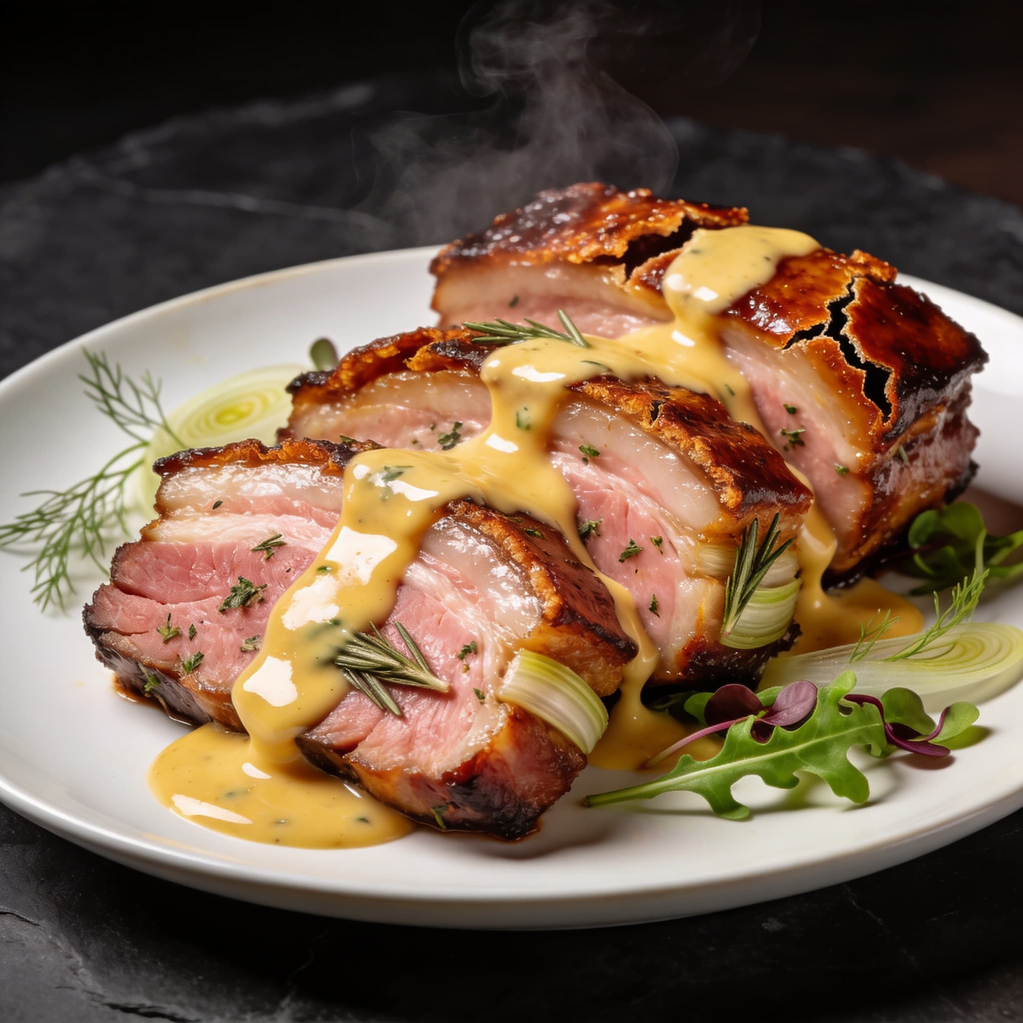 Smoked Porchetta-Style Belly with Carbonara Sabayon