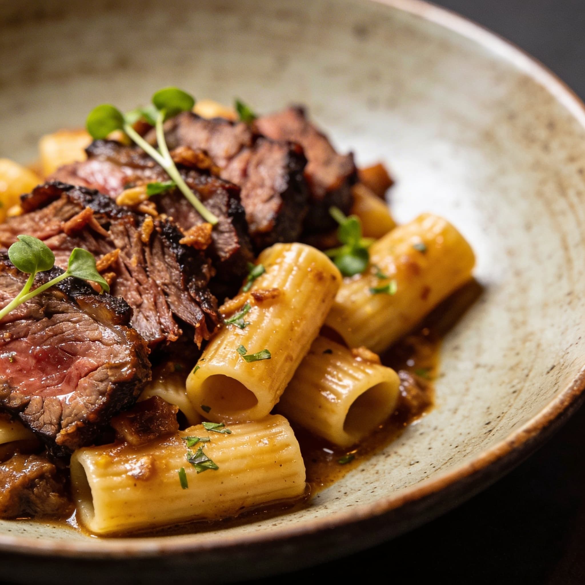 Smoked Brisket Mezze Maniche 'Lunch Pit' Pasta