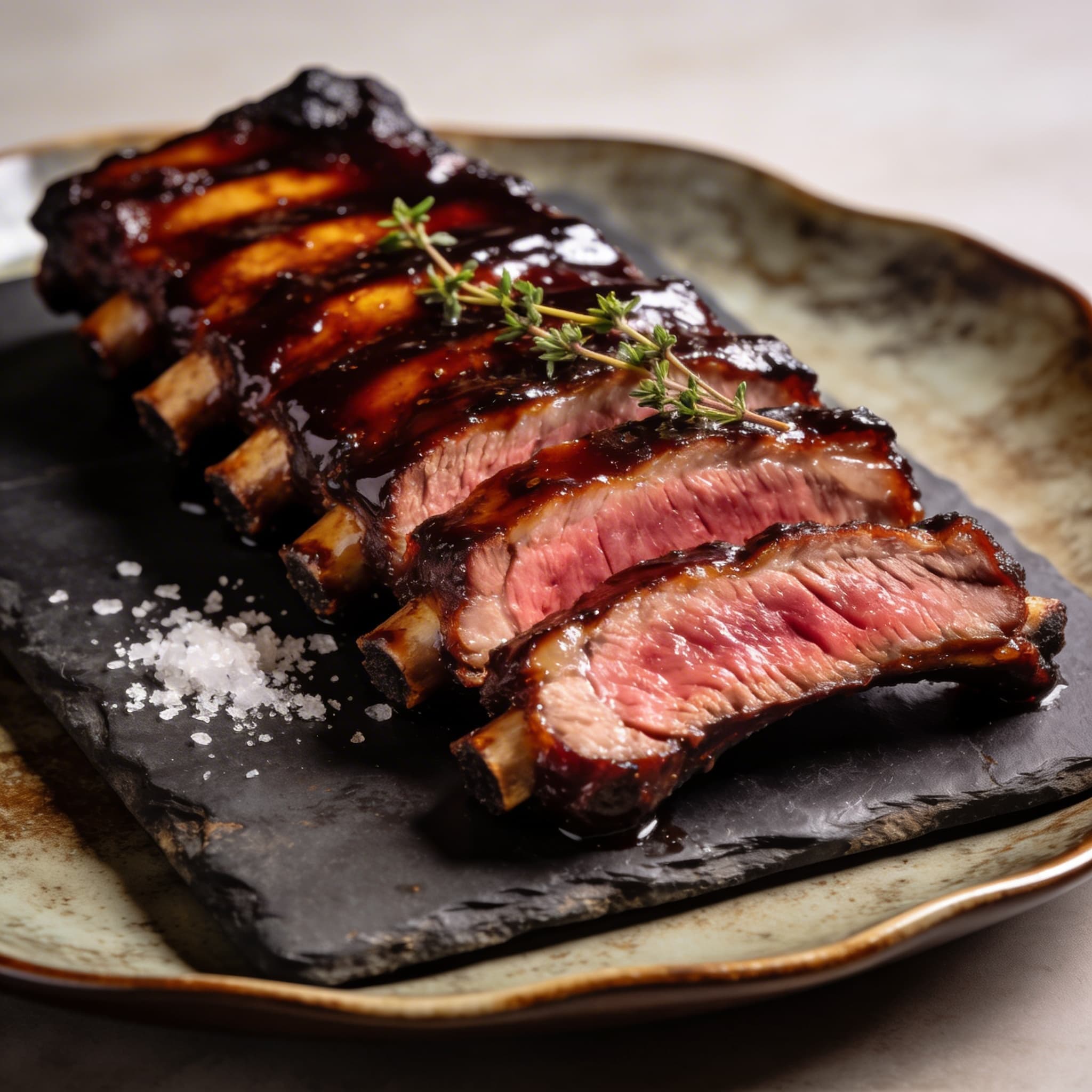 Hickory-Smoked Ribs with Balsamic-Fig Emulsion