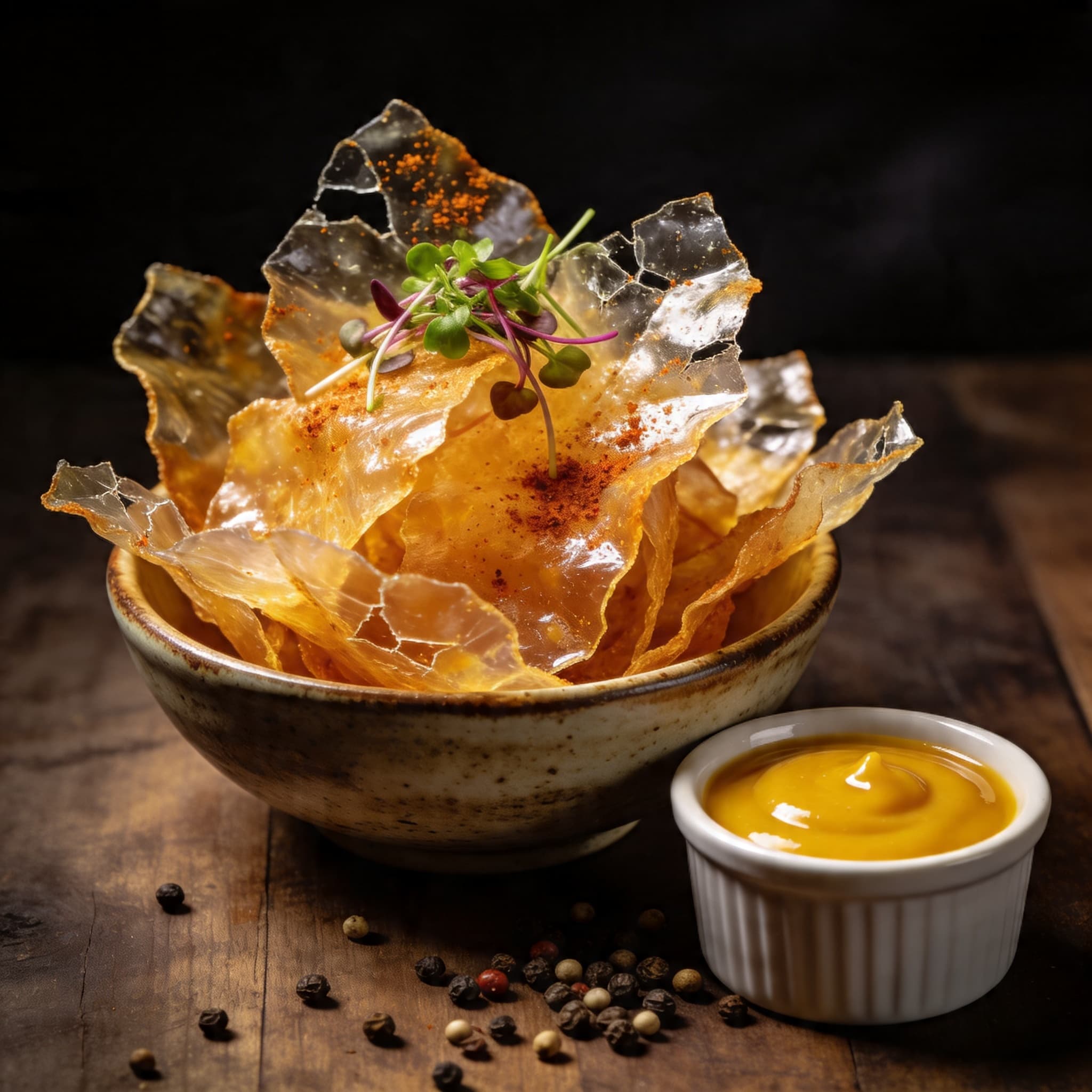 Cold-Smoked Crispy Chicken Skin 'Glass' Chips