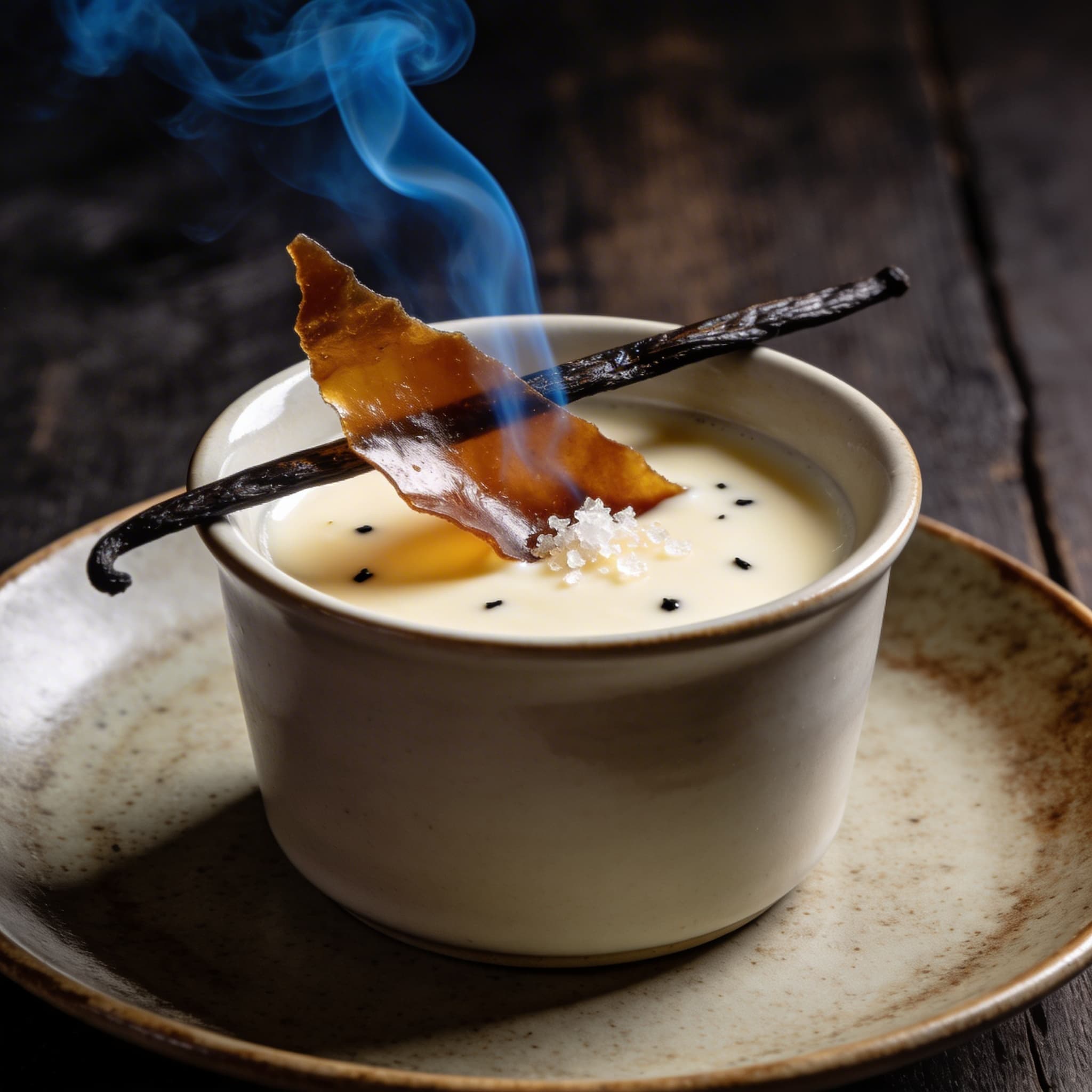Oak-Smoked Vanilla Bean Pots de Crème