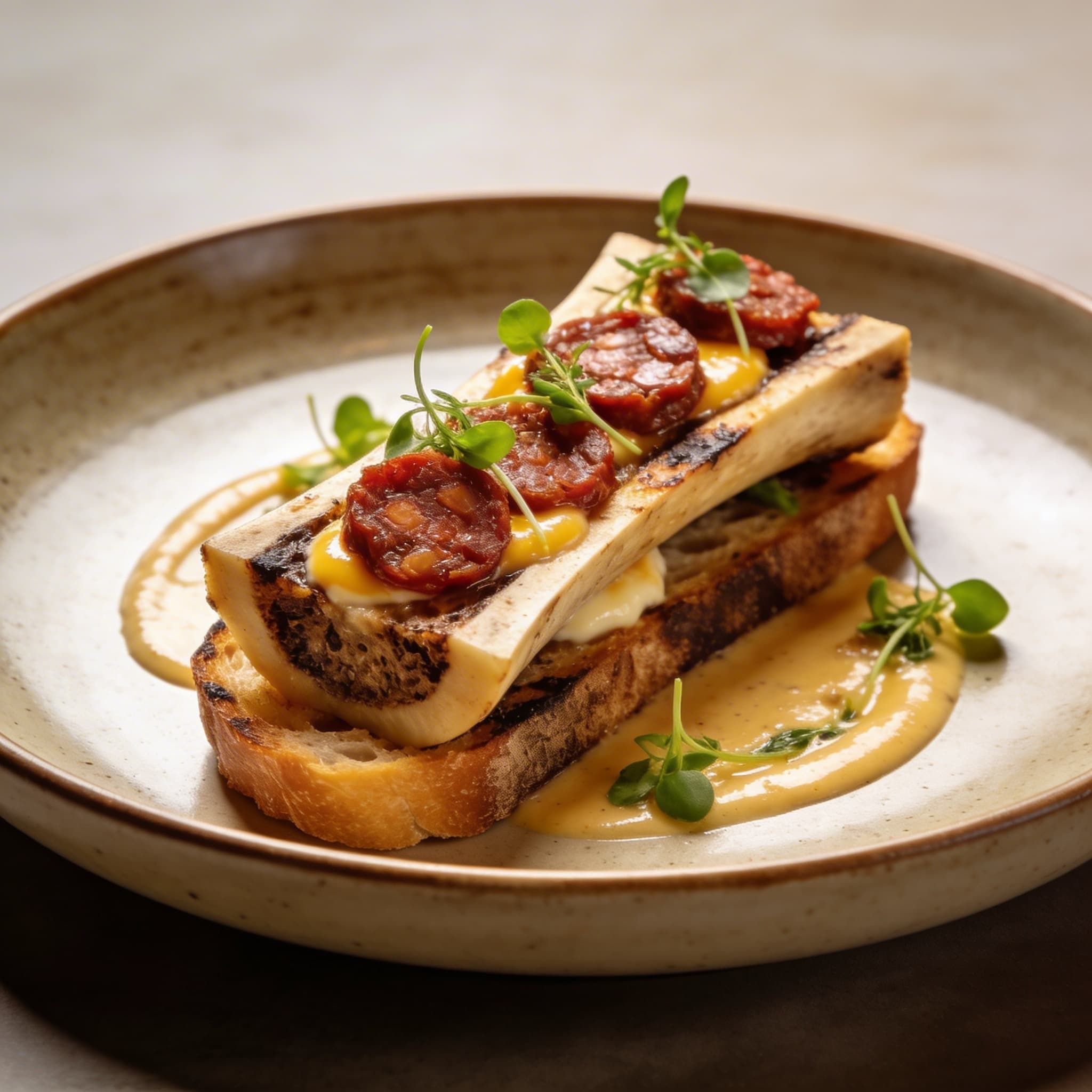 Roasted Marrow & Nduja Breakfast Toast