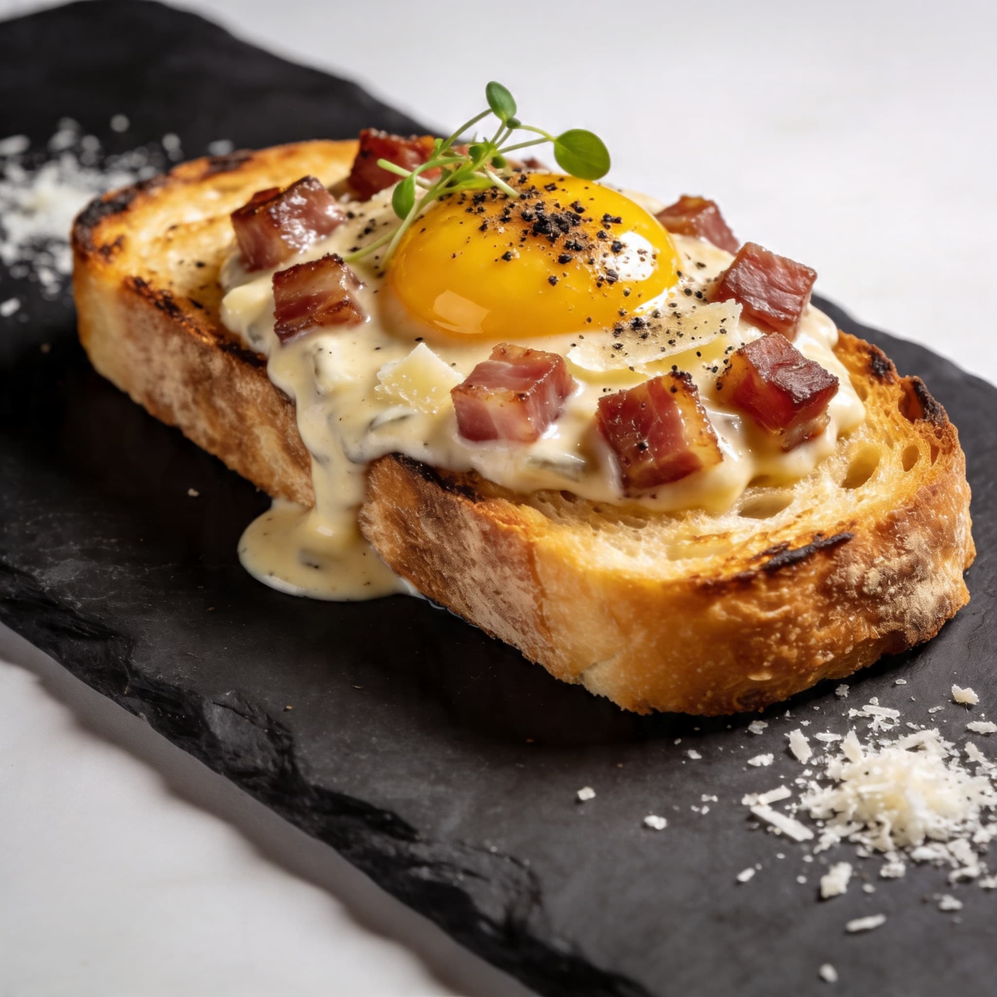 Smoked Guanciale Carbonara Toast