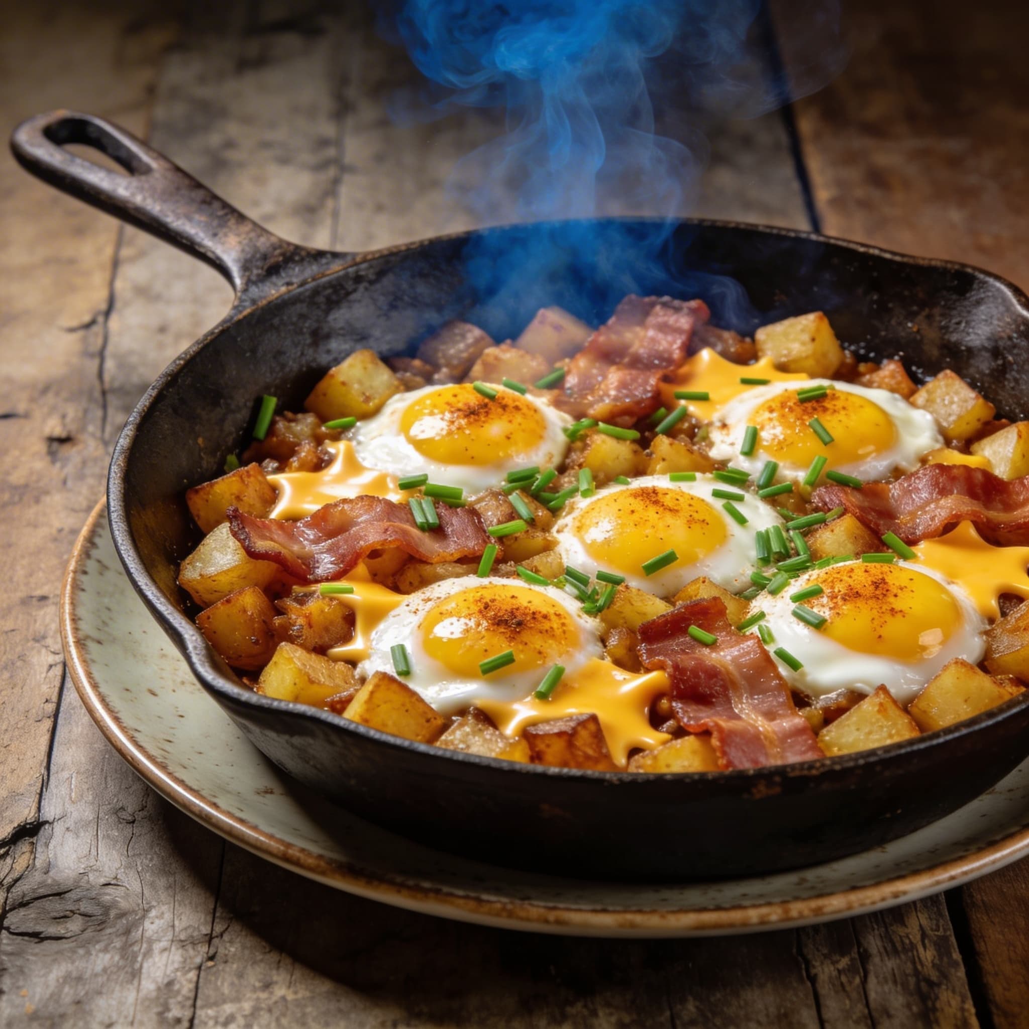 Hickory-Smoked Cast Iron Breakfast Skillet