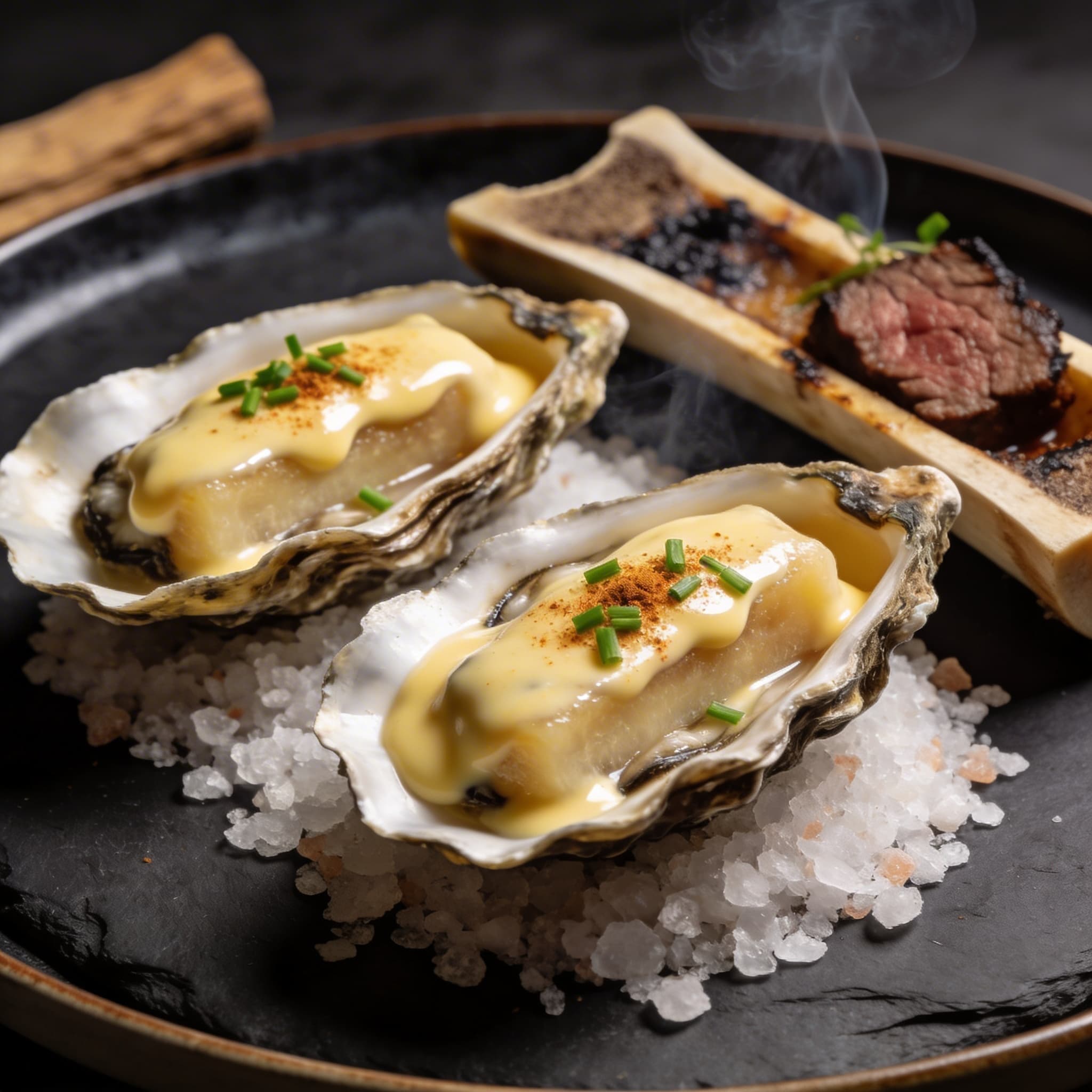 Smoked Bone Marrow & Brine Oysters