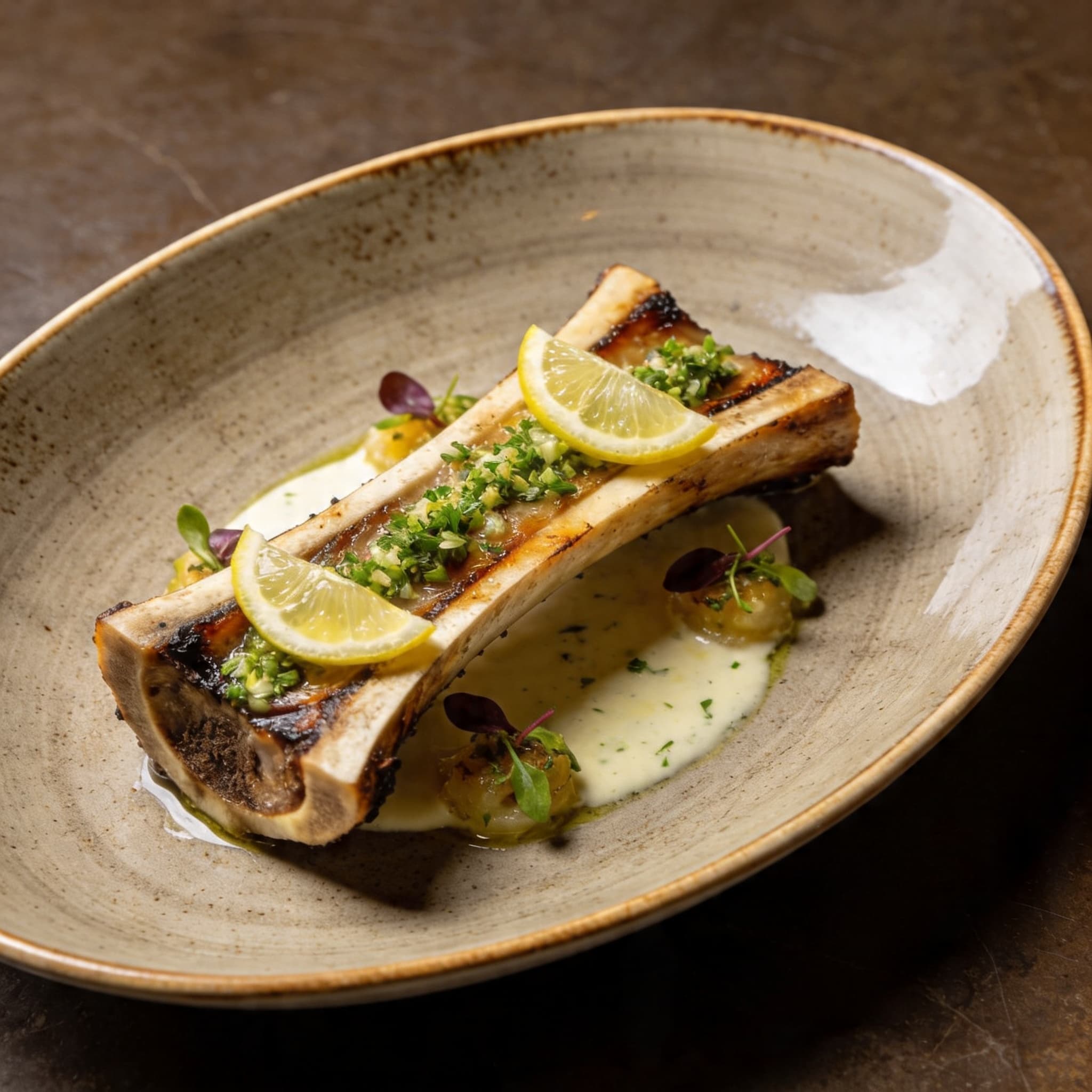 Cold-Smoked Bone Marrow with Lemon-Parsley Gremolata