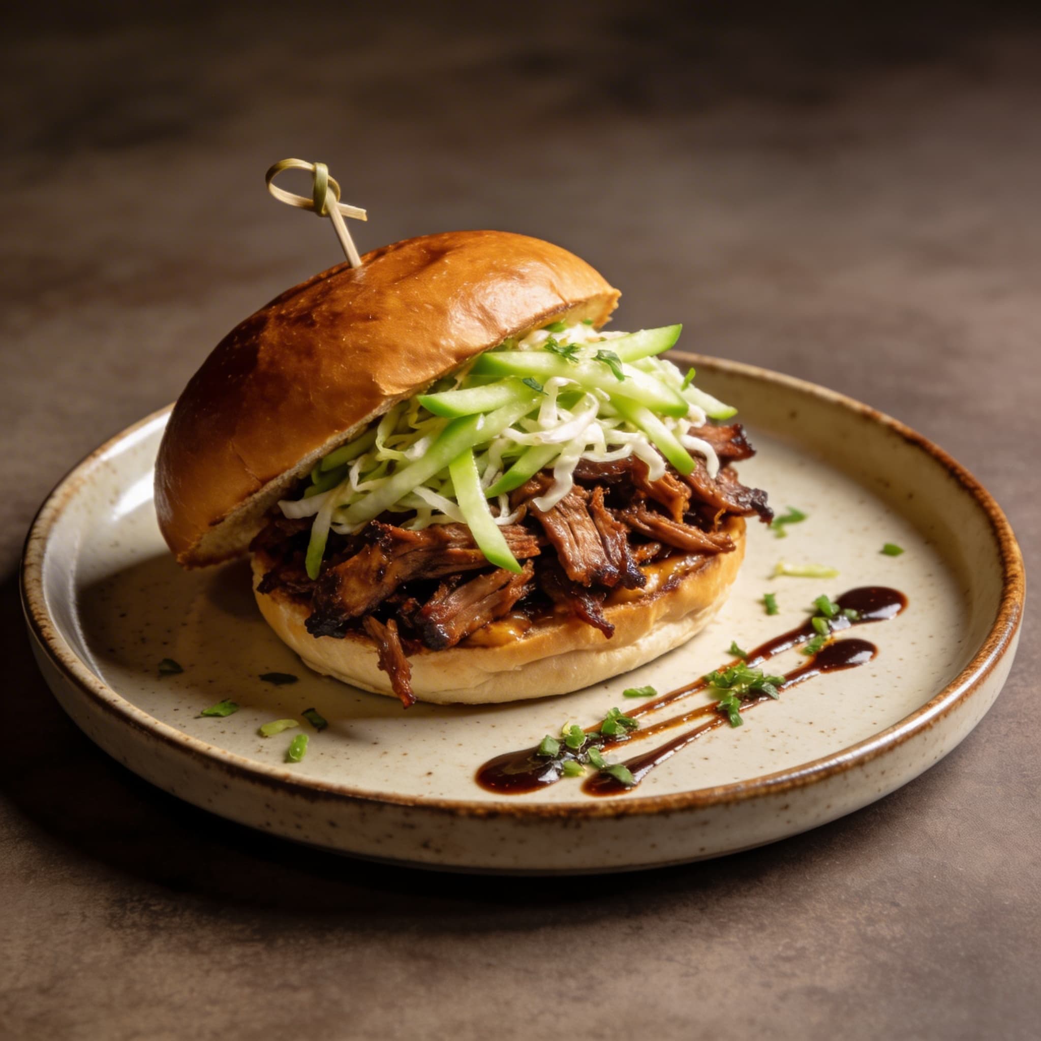 Hickory-Smoked Pork & Green Apple Slaw Sandwich