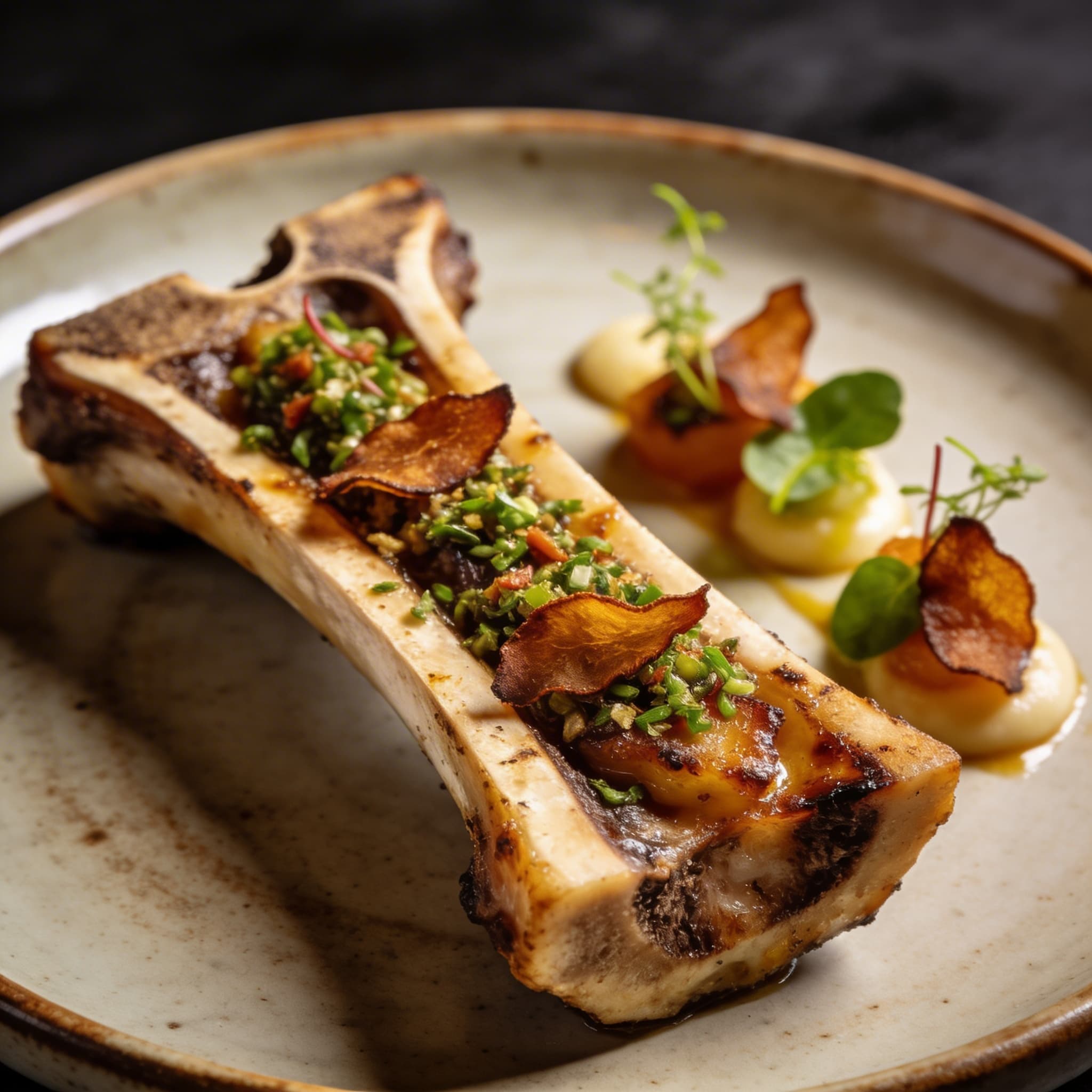 Roasted Bone Marrow with Smoked Gremolata
