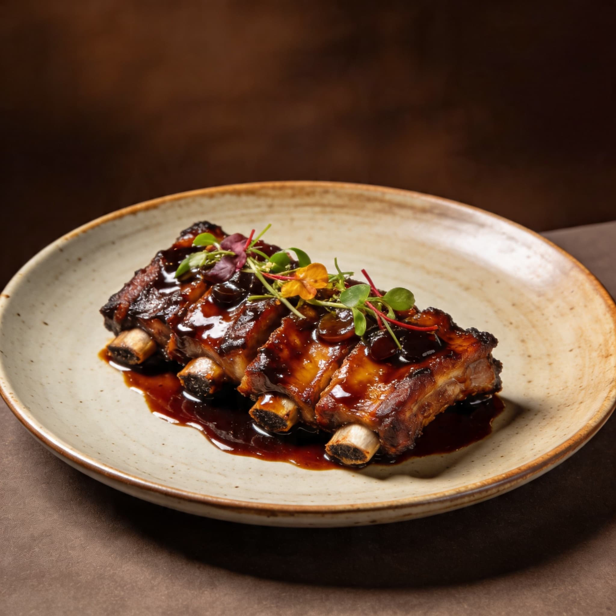 Smoked Flanken Ribs with Balsamic Agrodolce Gastrique