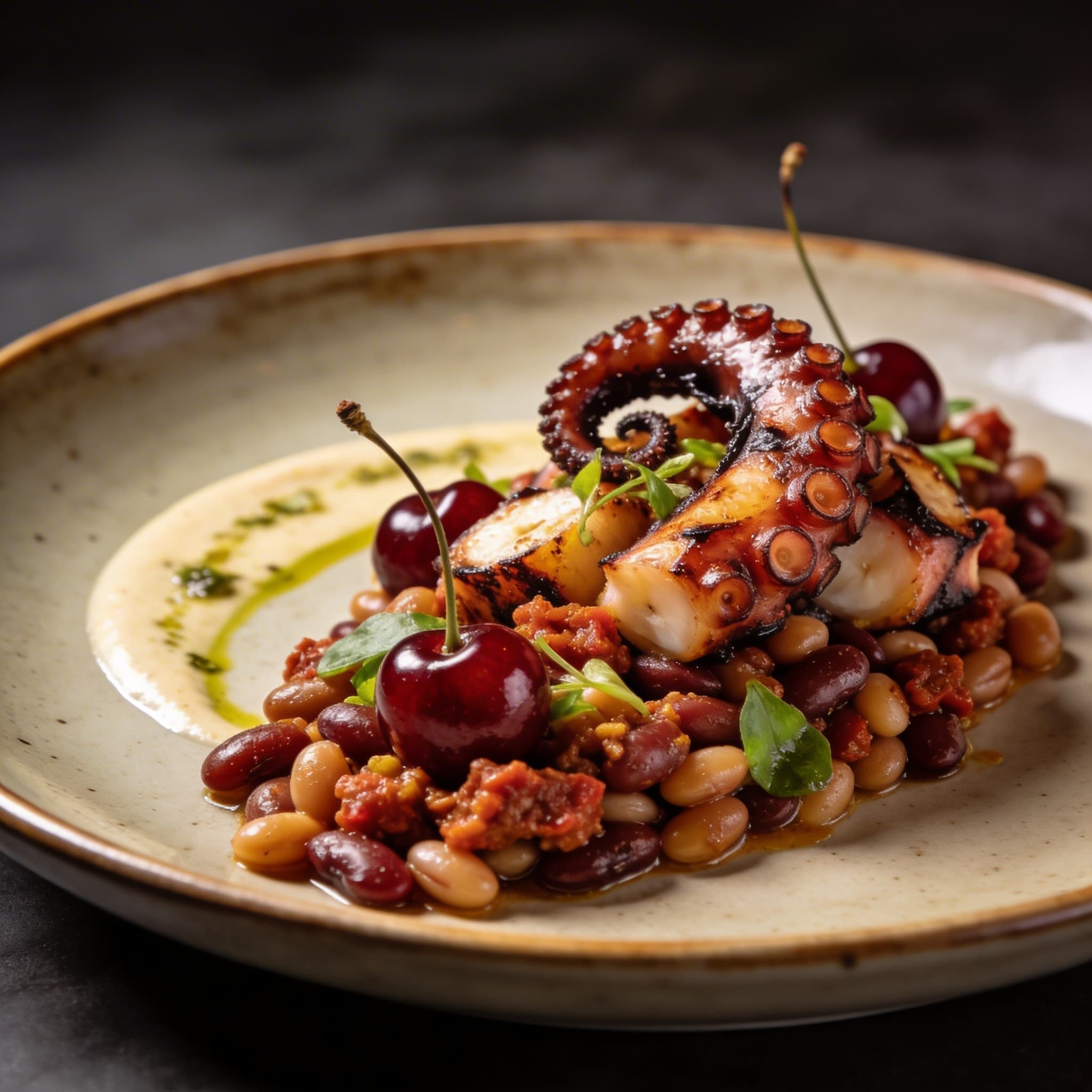 Cherry-Smoked Octopus & 'Nduja Bean Salad