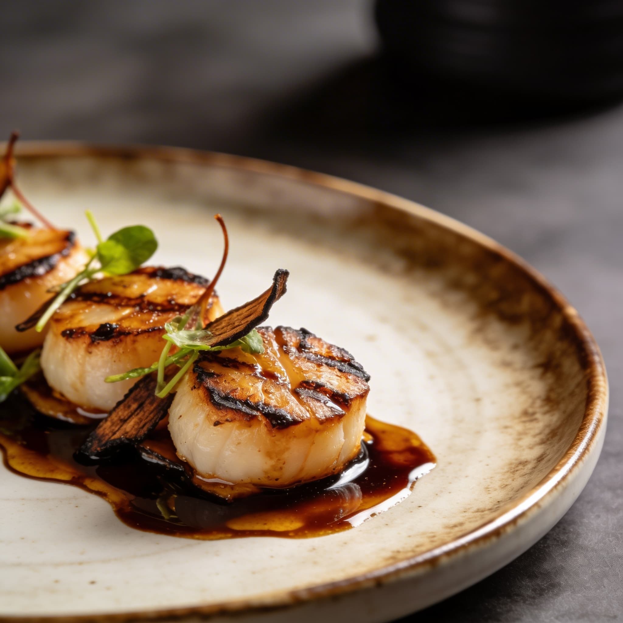 Wood-Fired Scallops with Smoked Balsamic Gastrique
