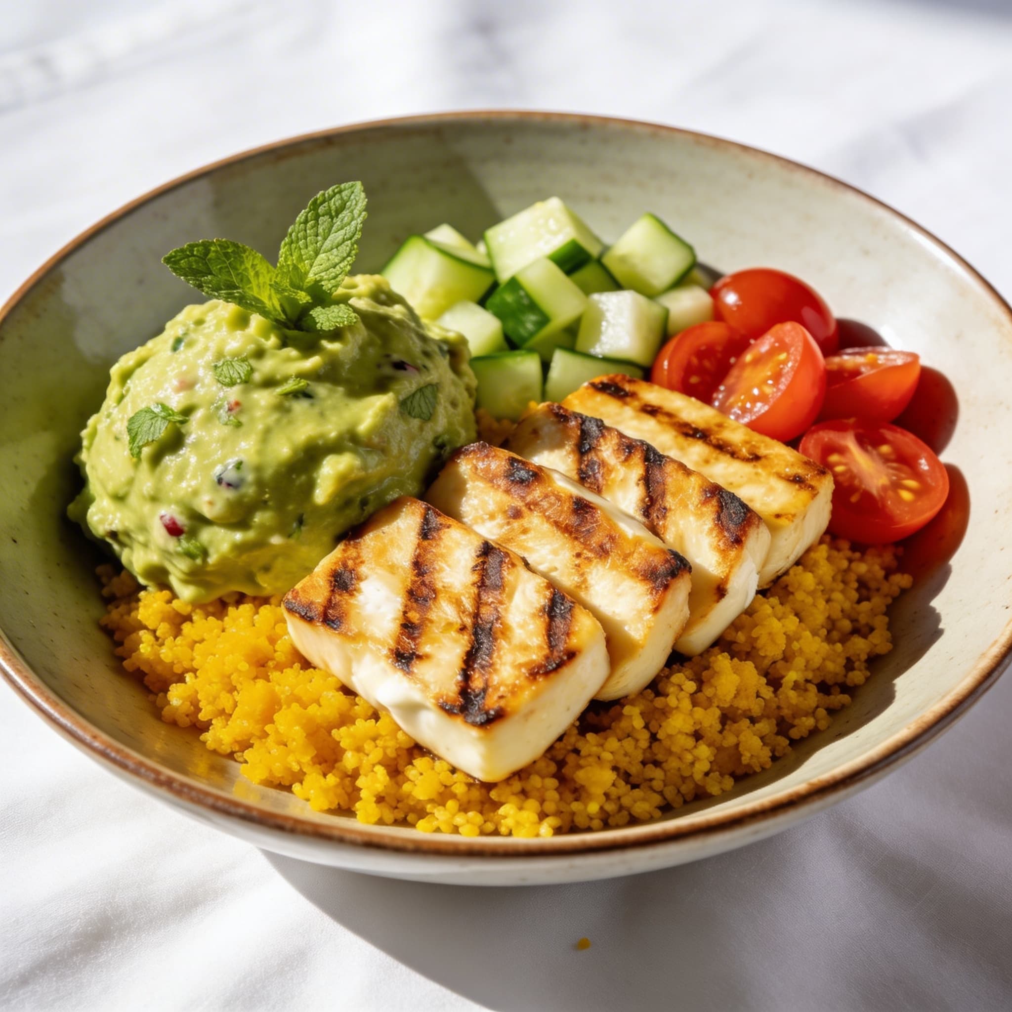 Golden Halloumi & Minted Avocado Frequency Bowl